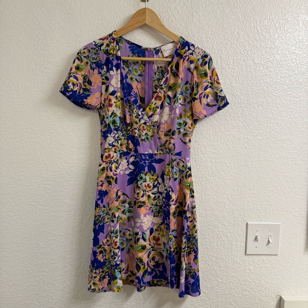 Charles Henry Floral Mini Dress - Purple and Pink
